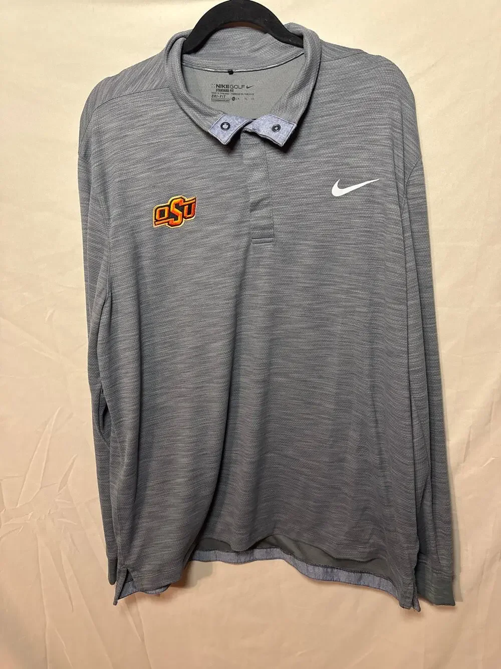 Nike Golf Dri-Fit Gray Long Sleeve Shirt XL OSU Logo NCAA 727098-091